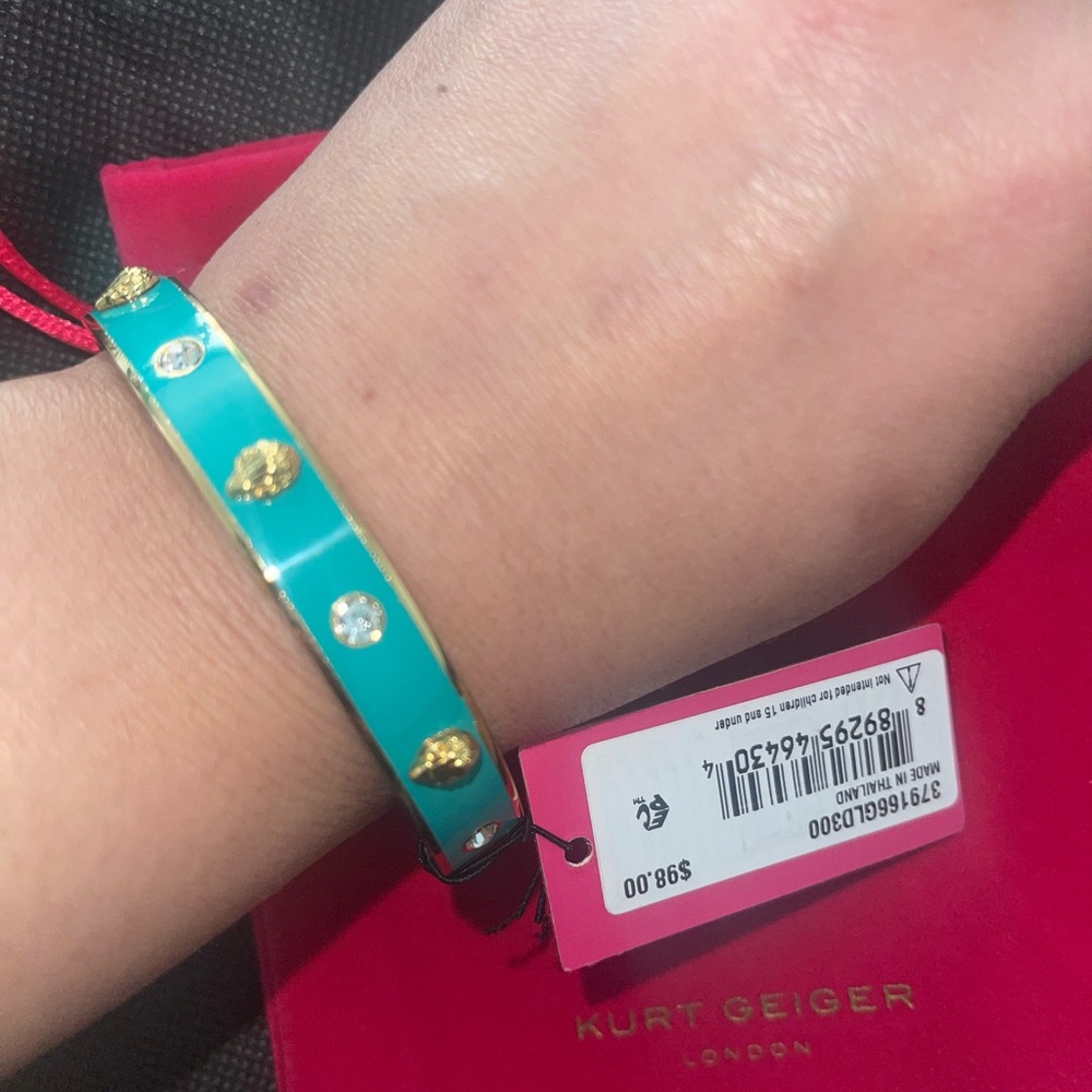 Kurt Geiger Turquoise Enamel Bangle with Gold and Clear Accents
